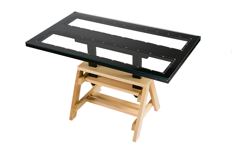 Table Treteau noire à tresses 